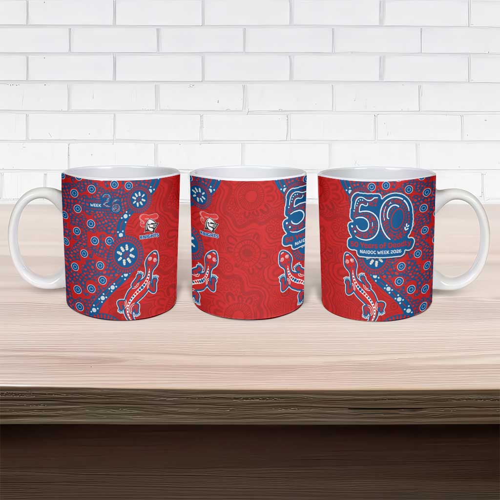 Newcastle Knights NAIDOC Week 2026 Ceramic Mug Aboriginal Lizard Dot Painting - 50 Years of Deadly