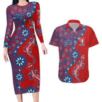 Newcastle Knights NAIDOC Week 2026 Couples Matching Long Sleeve Bodycon Dress and Hawaiian Shirt Aboriginal Lizard Dot Painting - 50 Years of Deadly