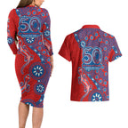 Newcastle Knights NAIDOC Week 2026 Couples Matching Long Sleeve Bodycon Dress and Hawaiian Shirt Aboriginal Lizard Dot Painting - 50 Years of Deadly