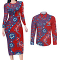 Newcastle Knights NAIDOC Week 2026 Couples Matching Long Sleeve Bodycon Dress and Long Sleeve Button Shirt Aboriginal Lizard Dot Painting - 50 Years of Deadly