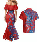 Newcastle Knights NAIDOC Week 2026 Couples Matching Mermaid Dress and Hawaiian Shirt Aboriginal Lizard Dot Painting - 50 Years of Deadly