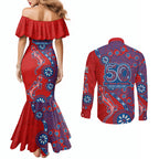 Newcastle Knights NAIDOC Week 2026 Couples Matching Mermaid Dress and Long Sleeve Button Shirt Aboriginal Lizard Dot Painting - 50 Years of Deadly