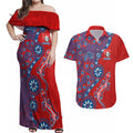 Newcastle Knights NAIDOC Week 2026 Couples Matching Off Shoulder Maxi Dress and Hawaiian Shirt Aboriginal Lizard Dot Painting - 50 Years of Deadly