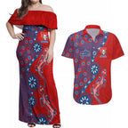 Newcastle Knights NAIDOC Week 2026 Couples Matching Off Shoulder Maxi Dress and Hawaiian Shirt Aboriginal Lizard Dot Painting - 50 Years of Deadly