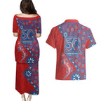 Newcastle Knights NAIDOC Week 2026 Couples Matching Puletasi and Hawaiian Shirt Aboriginal Lizard Dot Painting - 50 Years of Deadly