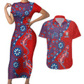 Newcastle Knights NAIDOC Week 2026 Couples Matching Short Sleeve Bodycon Dress and Hawaiian Shirt Aboriginal Lizard Dot Painting - 50 Years of Deadly