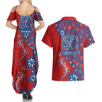 Newcastle Knights NAIDOC Week 2026 Couples Matching Summer Maxi Dress and Hawaiian Shirt Aboriginal Lizard Dot Painting - 50 Years of Deadly