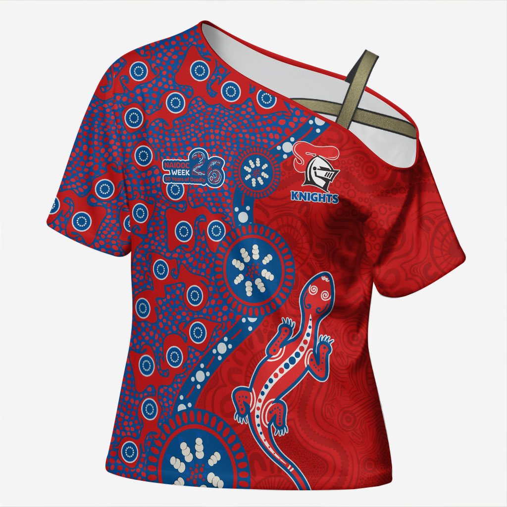 Newcastle Knights NAIDOC Week 2026 Cross Shoulder Shirt Aboriginal Lizard Dot Painting - 50 Years of Deadly