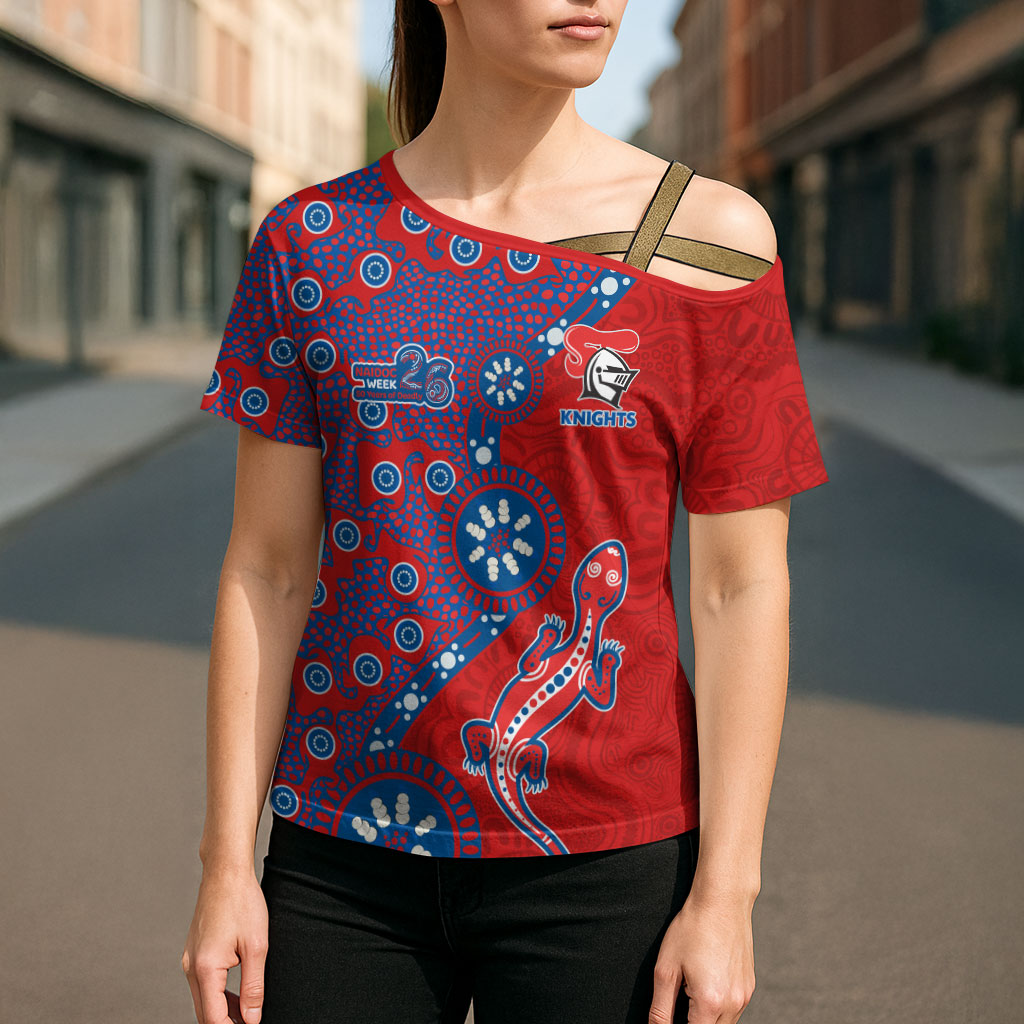 Newcastle Knights NAIDOC Week 2026 Cross Shoulder Shirt Aboriginal Lizard Dot Painting - 50 Years of Deadly