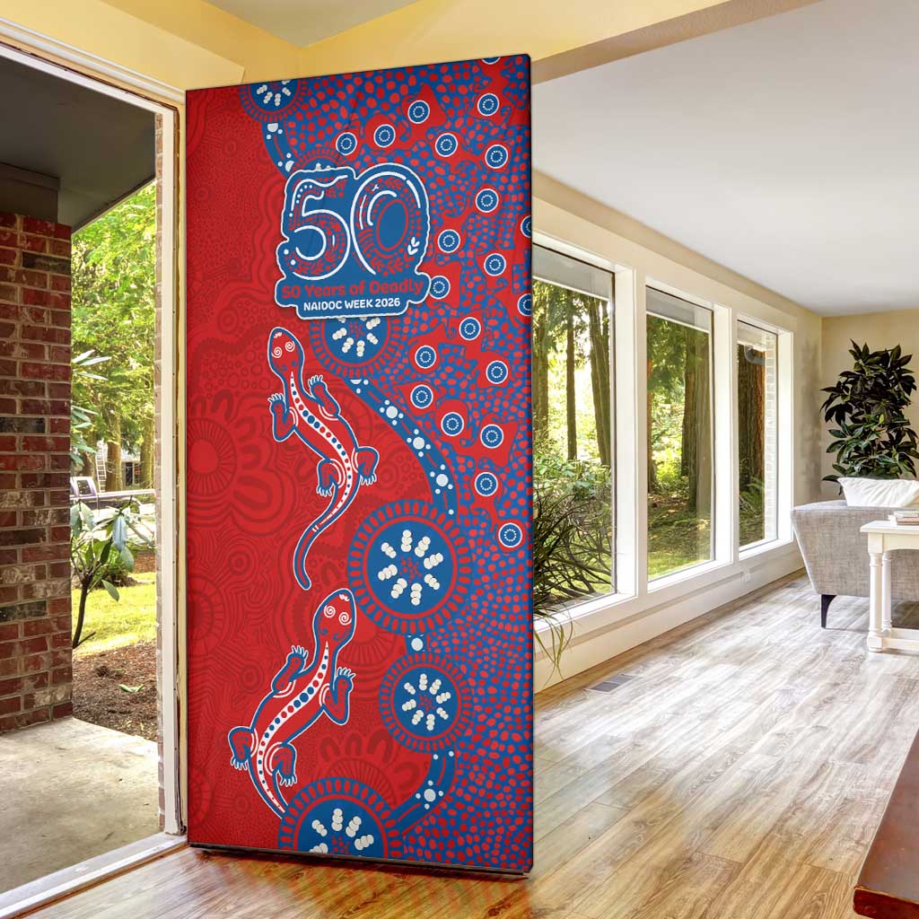 Newcastle Knights NAIDOC Week 2026 Door Cover Aboriginal Lizard Dot Painting - 50 Years of Deadly