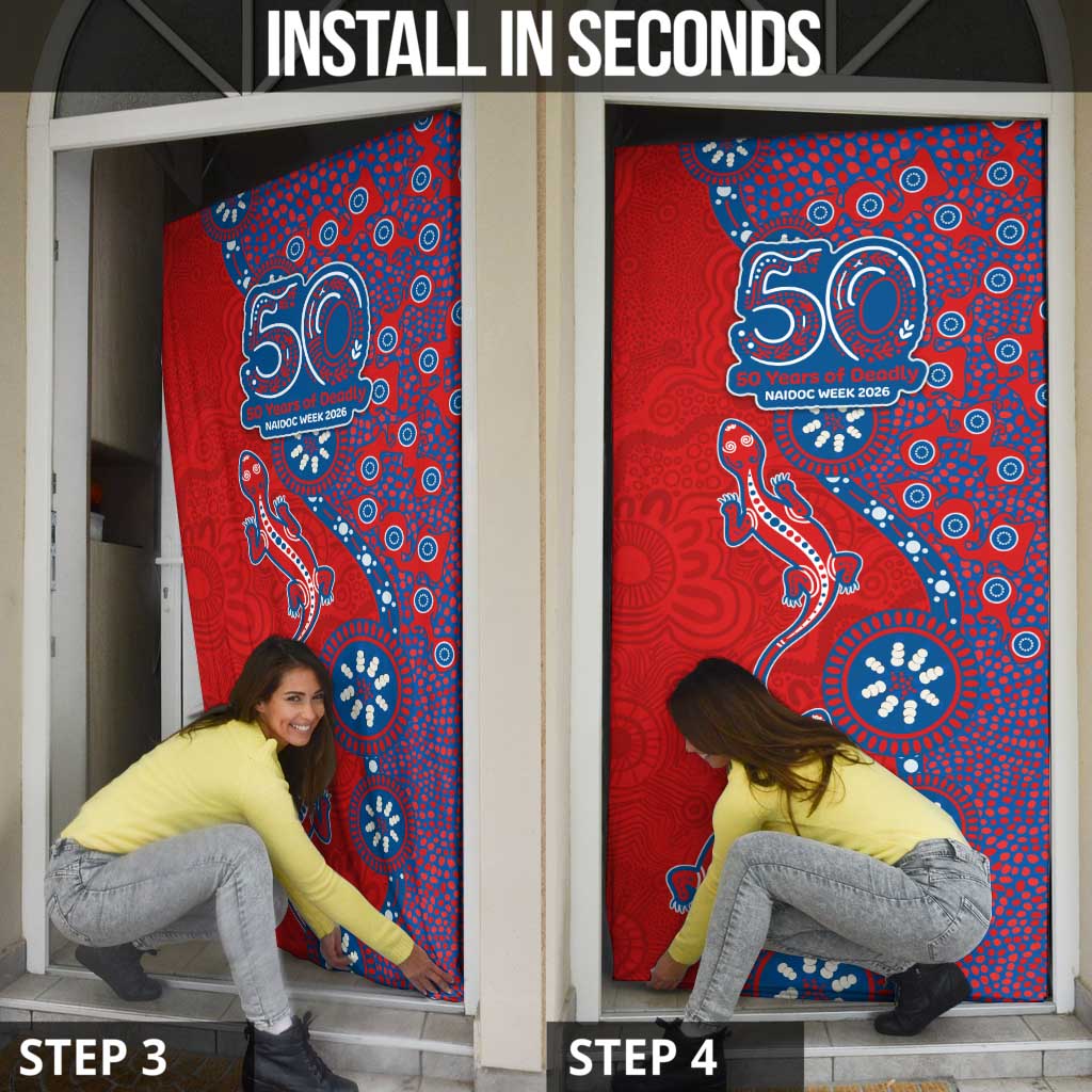Newcastle Knights NAIDOC Week 2026 Door Cover Aboriginal Lizard Dot Painting - 50 Years of Deadly