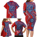 Newcastle Knights NAIDOC Week 2026 Family Matching Long Sleeve Bodycon Dress and Hawaiian Shirt Aboriginal Lizard Dot Painting - 50 Years of Deadly