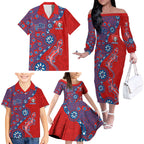 Newcastle Knights NAIDOC Week 2026 Family Matching Off The Shoulder Long Sleeve Dress and Hawaiian Shirt Aboriginal Lizard Dot Painting - 50 Years of Deadly