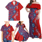 Newcastle Knights NAIDOC Week 2026 Family Matching Off Shoulder Maxi Dress and Hawaiian Shirt Aboriginal Lizard Dot Painting - 50 Years of Deadly