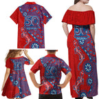 Newcastle Knights NAIDOC Week 2026 Family Matching Off Shoulder Maxi Dress and Hawaiian Shirt Aboriginal Lizard Dot Painting - 50 Years of Deadly