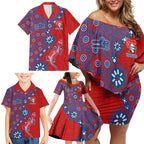 Newcastle Knights NAIDOC Week 2026 Family Matching Off Shoulder Short Dress and Hawaiian Shirt Aboriginal Lizard Dot Painting - 50 Years of Deadly