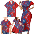 Newcastle Knights NAIDOC Week 2026 Family Matching Short Sleeve Bodycon Dress and Hawaiian Shirt Aboriginal Lizard Dot Painting - 50 Years of Deadly