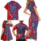 Newcastle Knights NAIDOC Week 2026 Family Matching Short Sleeve Bodycon Dress and Hawaiian Shirt Aboriginal Lizard Dot Painting - 50 Years of Deadly