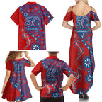 Newcastle Knights NAIDOC Week 2026 Family Matching Summer Maxi Dress and Hawaiian Shirt Aboriginal Lizard Dot Painting - 50 Years of Deadly