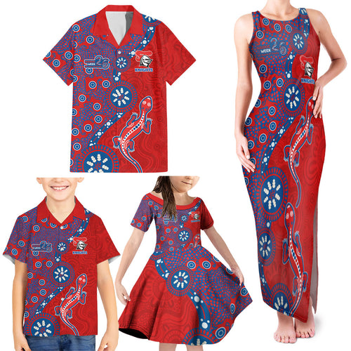 Newcastle Knights NAIDOC Week 2026 Family Matching Tank Maxi Dress and Hawaiian Shirt Aboriginal Lizard Dot Painting - 50 Years of Deadly