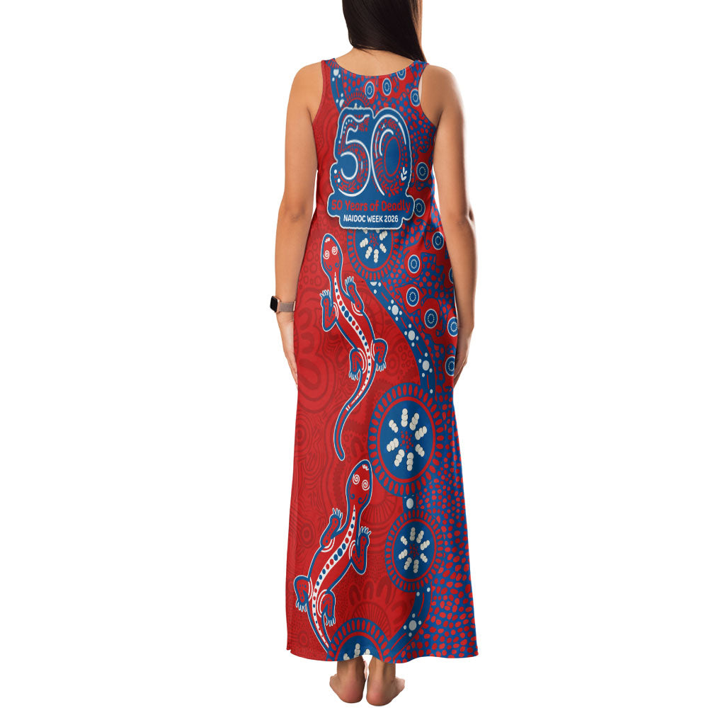 Newcastle Knights NAIDOC Week 2026 Family Matching Tank Maxi Dress and Hawaiian Shirt Aboriginal Lizard Dot Painting - 50 Years of Deadly