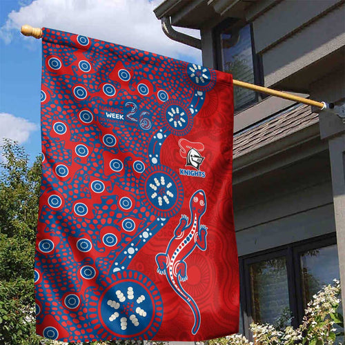 Newcastle Knights NAIDOC Week 2026 Garden Flag Aboriginal Lizard Dot Painting - 50 Years of Deadly