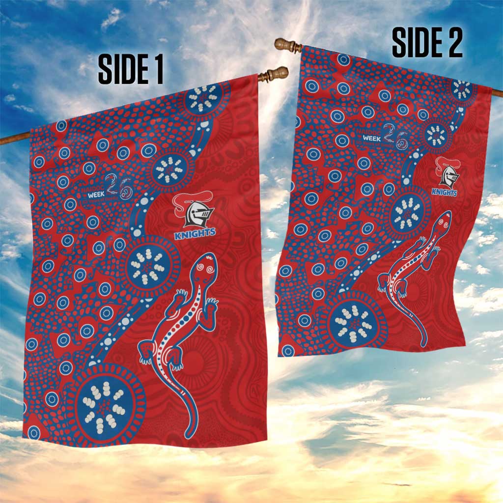 Newcastle Knights NAIDOC Week 2026 Garden Flag Aboriginal Lizard Dot Painting - 50 Years of Deadly