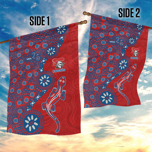Newcastle Knights NAIDOC Week 2026 Garden Flag Aboriginal Lizard Dot Painting - 50 Years of Deadly