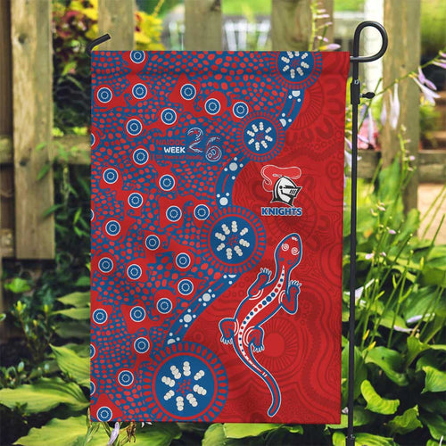 Newcastle Knights NAIDOC Week 2026 Garden Flag Aboriginal Lizard Dot Painting - 50 Years of Deadly