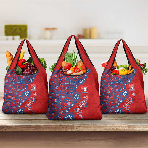 Newcastle Knights NAIDOC Week 2026 Grocery Bag Aboriginal Lizard Dot Painting - 50 Years of Deadly