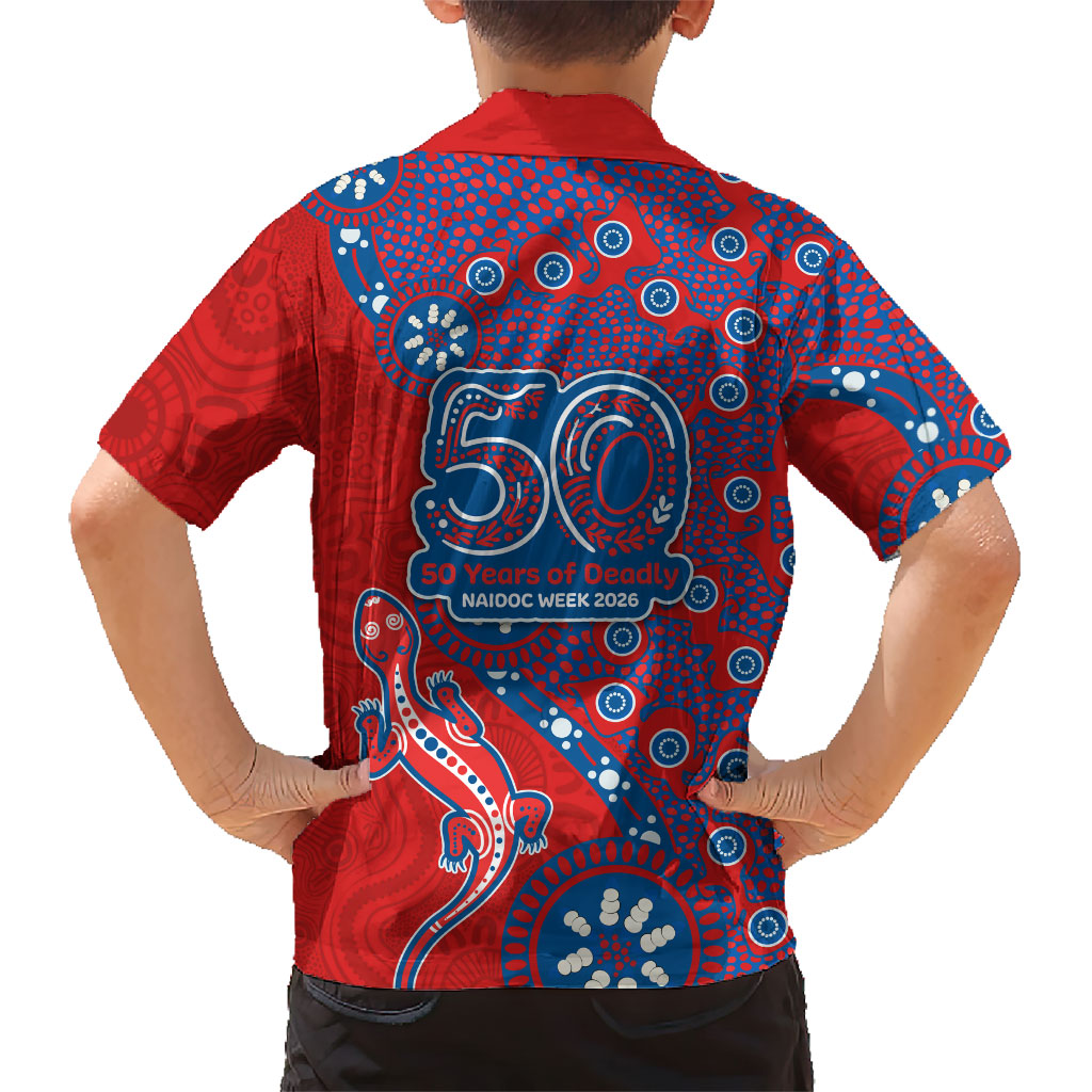 Newcastle Knights NAIDOC Week 2026 Hawaiian Shirt Aboriginal Lizard Dot Painting - 50 Years of Deadly