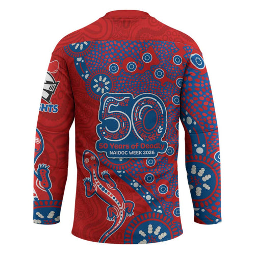 Newcastle Knights NAIDOC Week 2026 Hockey Jersey Aboriginal Lizard Dot Painting - 50 Years of Deadly