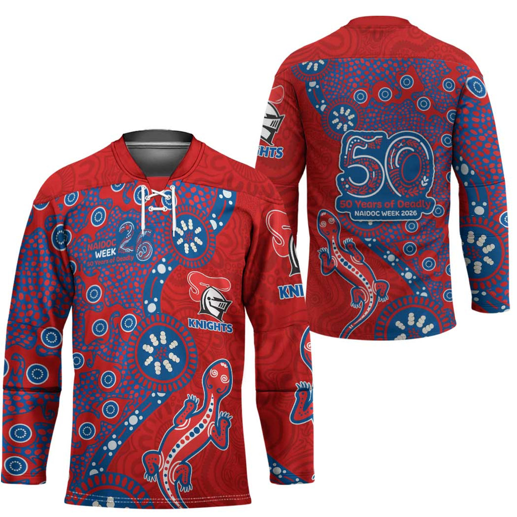 Newcastle Knights NAIDOC Week 2026 Hockey Jersey Aboriginal Lizard Dot Painting - 50 Years of Deadly