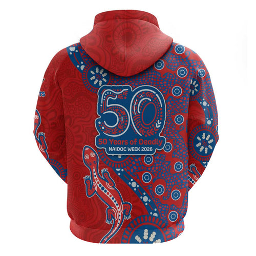 Newcastle Knights NAIDOC Week 2026 Hoodie Aboriginal Lizard Dot Painting - 50 Years of Deadly