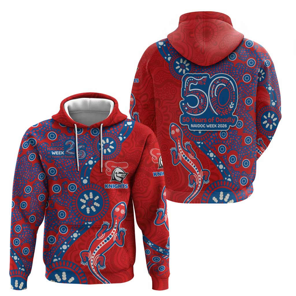 Newcastle Knights NAIDOC Week 2026 Hoodie Aboriginal Lizard Dot Painting - 50 Years of Deadly