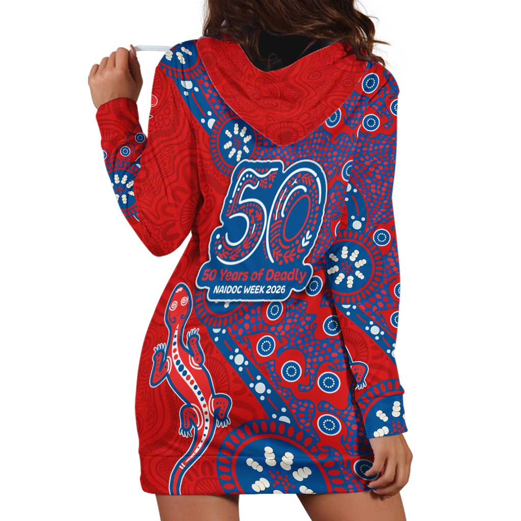 Newcastle Knights NAIDOC Week 2026 Hoodie Dress Aboriginal Lizard Dot Painting - 50 Years of Deadly