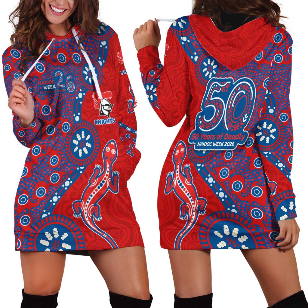 Newcastle Knights NAIDOC Week 2026 Hoodie Dress Aboriginal Lizard Dot Painting - 50 Years of Deadly