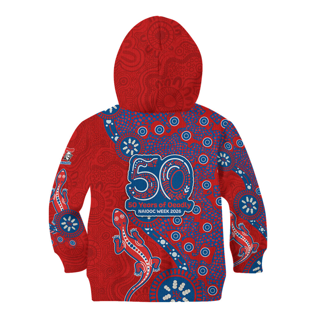 Newcastle Knights NAIDOC Week 2026 Kid Hoodie Aboriginal Lizard Dot Painting - 50 Years of Deadly