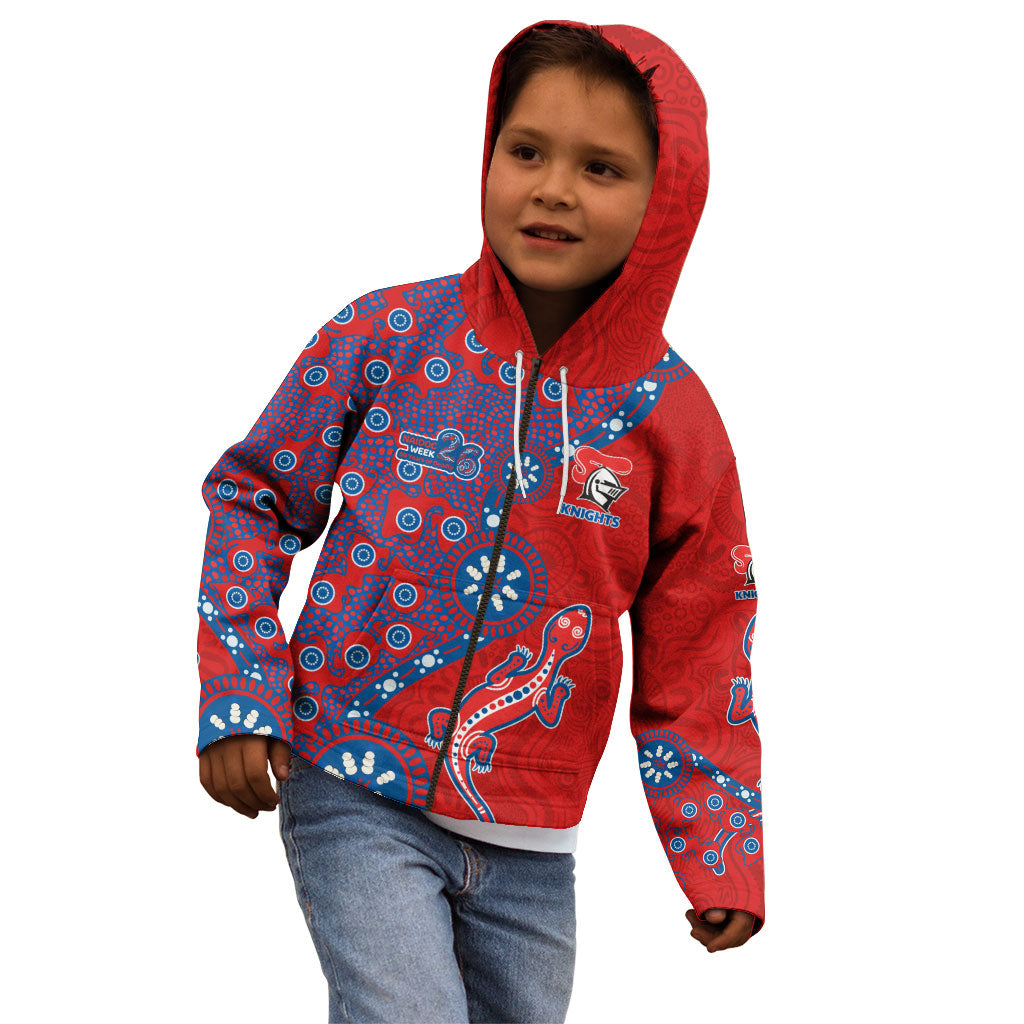 Newcastle Knights NAIDOC Week 2026 Kid Hoodie Aboriginal Lizard Dot Painting - 50 Years of Deadly