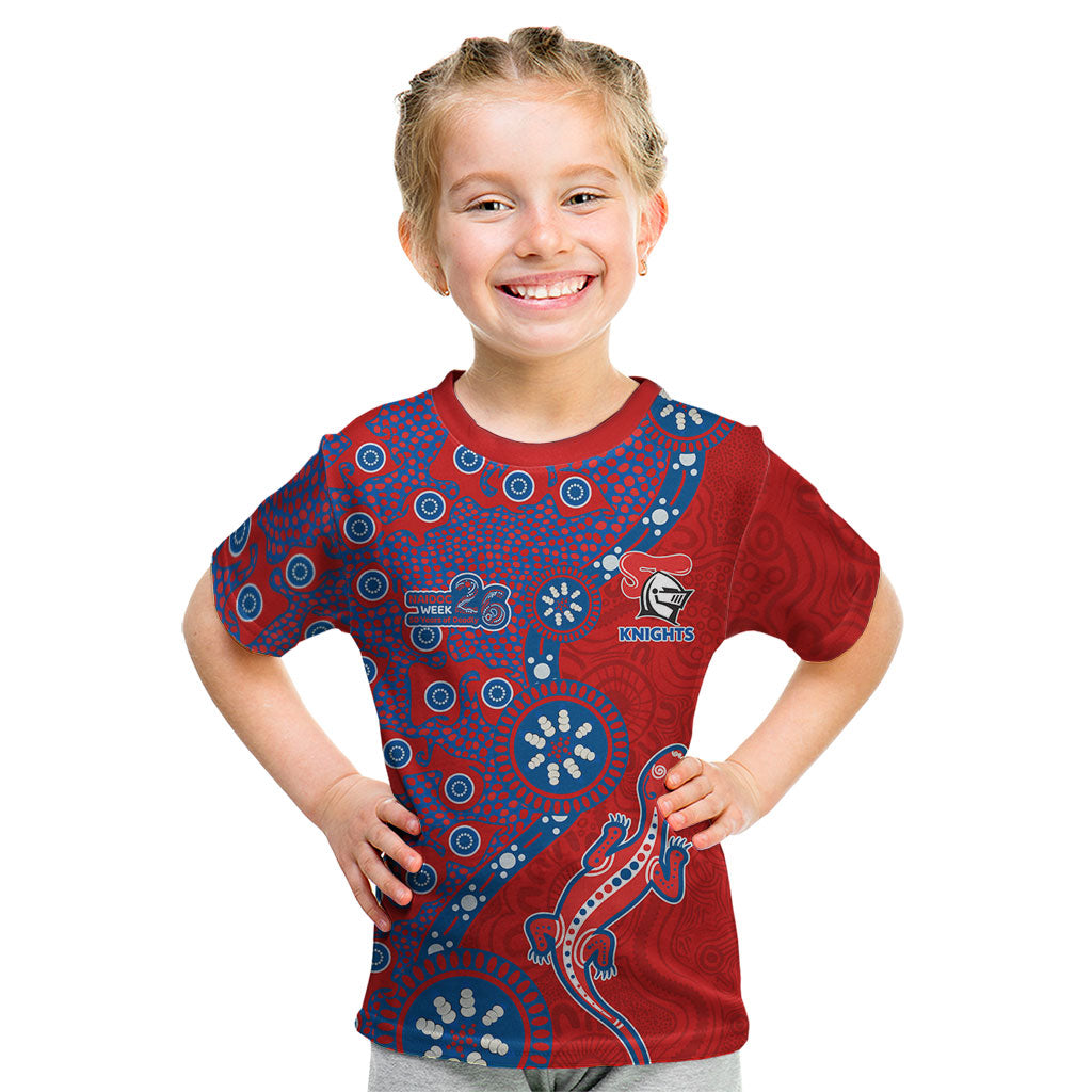 Newcastle Knights NAIDOC Week 2026 Kid T Shirt Aboriginal Lizard Dot Painting - 50 Years of Deadly