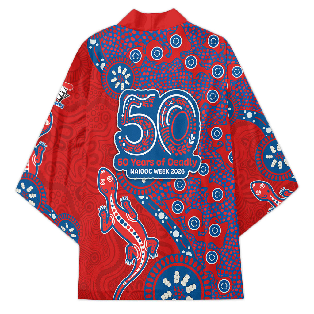 Newcastle Knights NAIDOC Week 2026 Kimono Aboriginal Lizard Dot Painting - 50 Years of Deadly