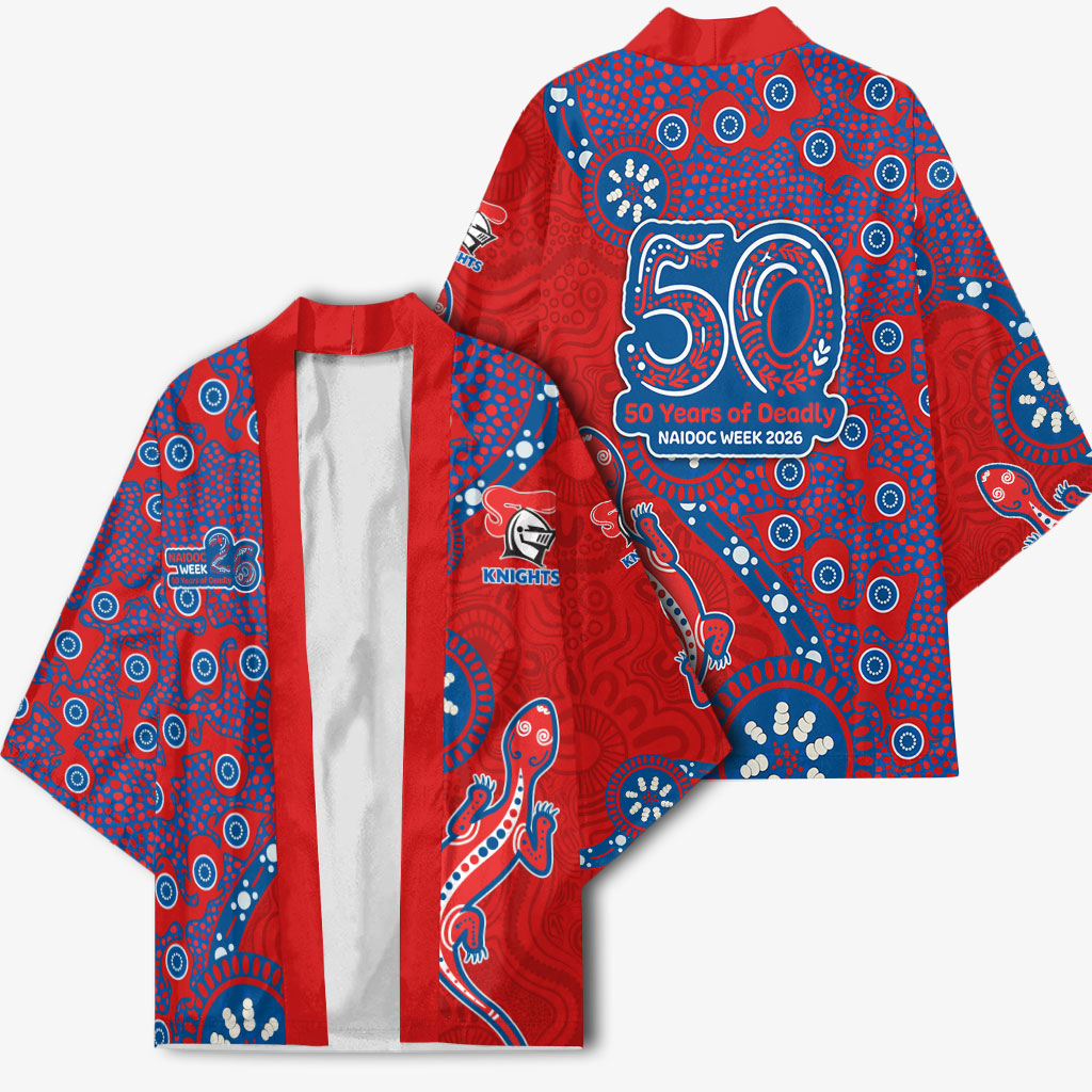Newcastle Knights NAIDOC Week 2026 Kimono Aboriginal Lizard Dot Painting - 50 Years of Deadly