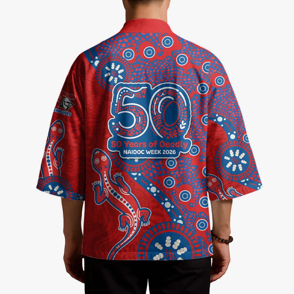 Newcastle Knights NAIDOC Week 2026 Kimono Aboriginal Lizard Dot Painting - 50 Years of Deadly