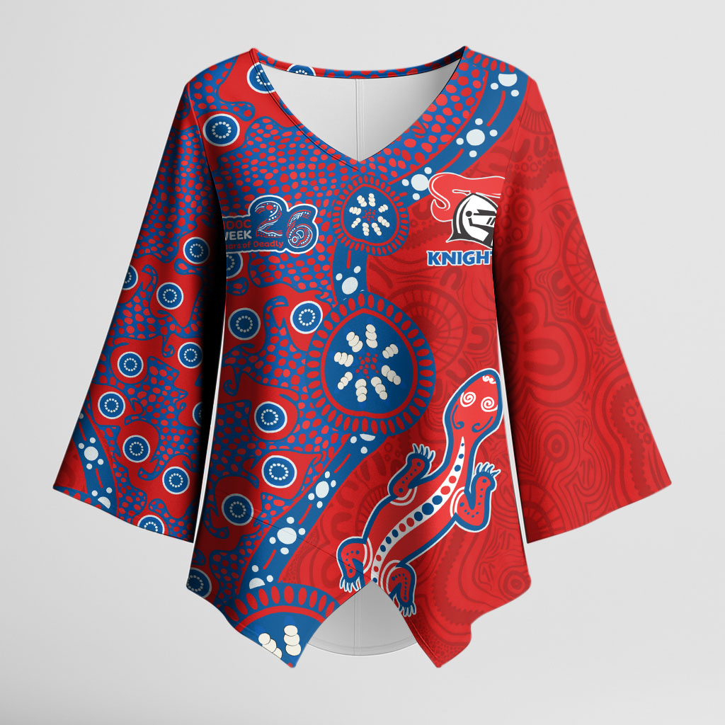 Newcastle Knights NAIDOC Week 2026 Kimono Sleeve Blouse Aboriginal Lizard Dot Painting - 50 Years of Deadly