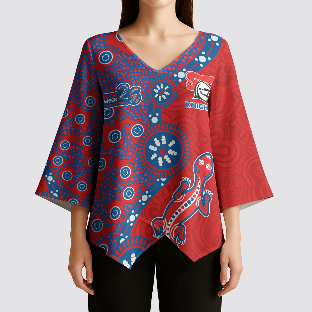 Newcastle Knights NAIDOC Week 2026 Kimono Sleeve Blouse Aboriginal Lizard Dot Painting - 50 Years of Deadly