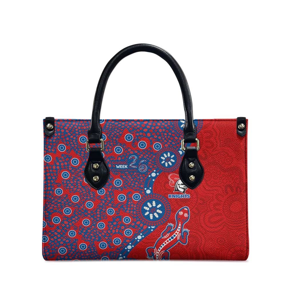 Newcastle Knights NAIDOC Week 2026 Leather Bag Aboriginal Lizard Dot Painting - 50 Years of Deadly