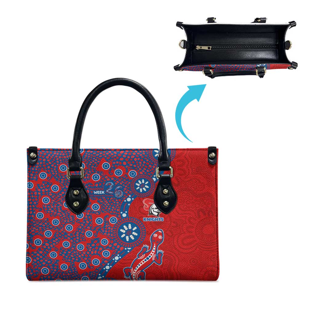 Newcastle Knights NAIDOC Week 2026 Leather Bag Aboriginal Lizard Dot Painting - 50 Years of Deadly