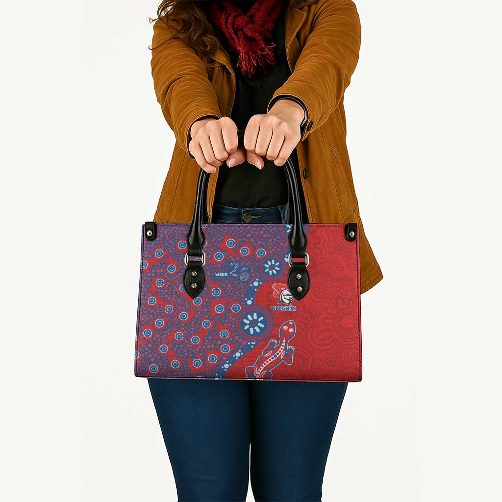 Newcastle Knights NAIDOC Week 2026 Leather Bag Aboriginal Lizard Dot Painting - 50 Years of Deadly