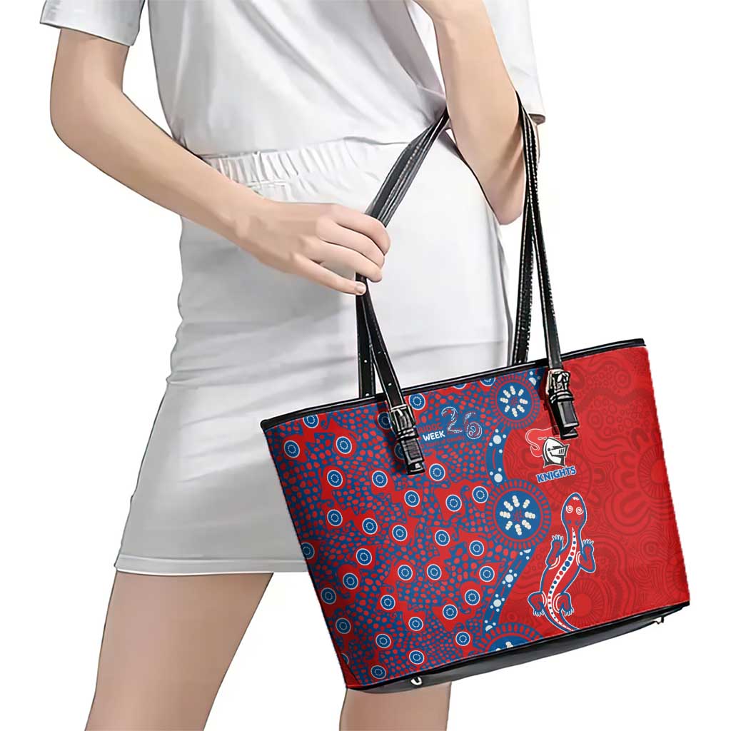 Newcastle Knights NAIDOC Week 2026 Leather Tote Bag Aboriginal Lizard Dot Painting - 50 Years of Deadly