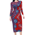 Newcastle Knights NAIDOC Week 2026 Long Sleeve Bodycon Dress Aboriginal Lizard Dot Painting - 50 Years of Deadly